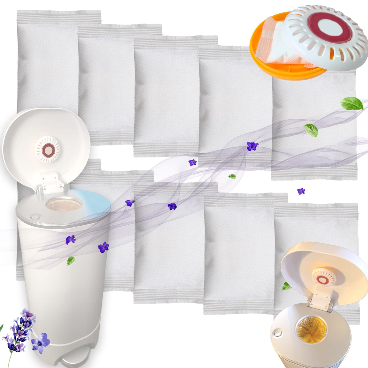 PurifyLogix lavender scented refills pack for diaper pails reduces odors.