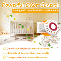 PurifyLogix lemon fragrance near puck cartridge enhances freshness in diaper pails