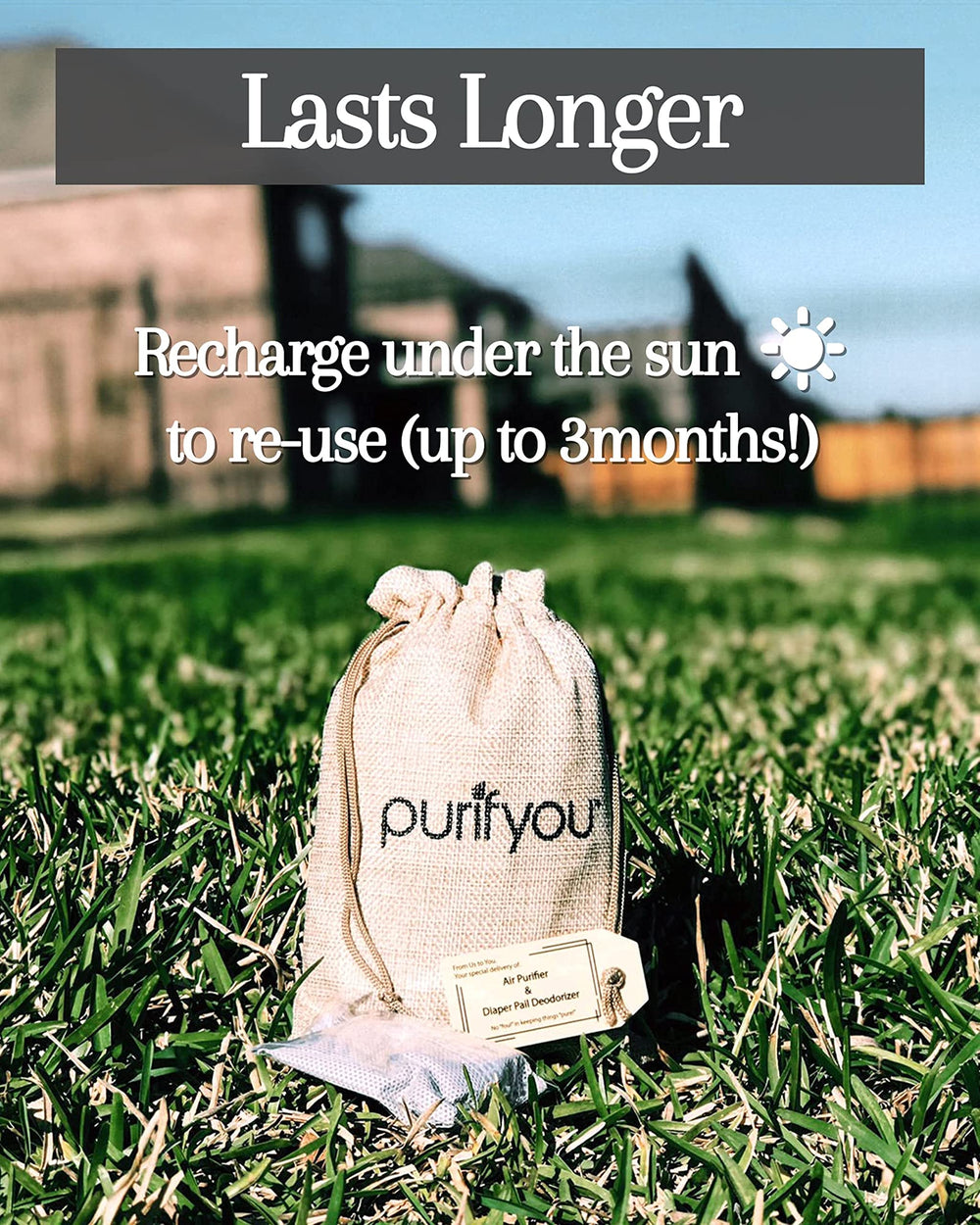 Purifyou charcoal pouch for car interior absorbs smells on the go.