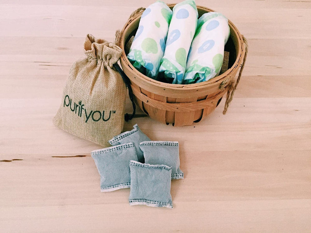 Purifyou diaper pail refills bamboo charcoal sachets enhance scent control.