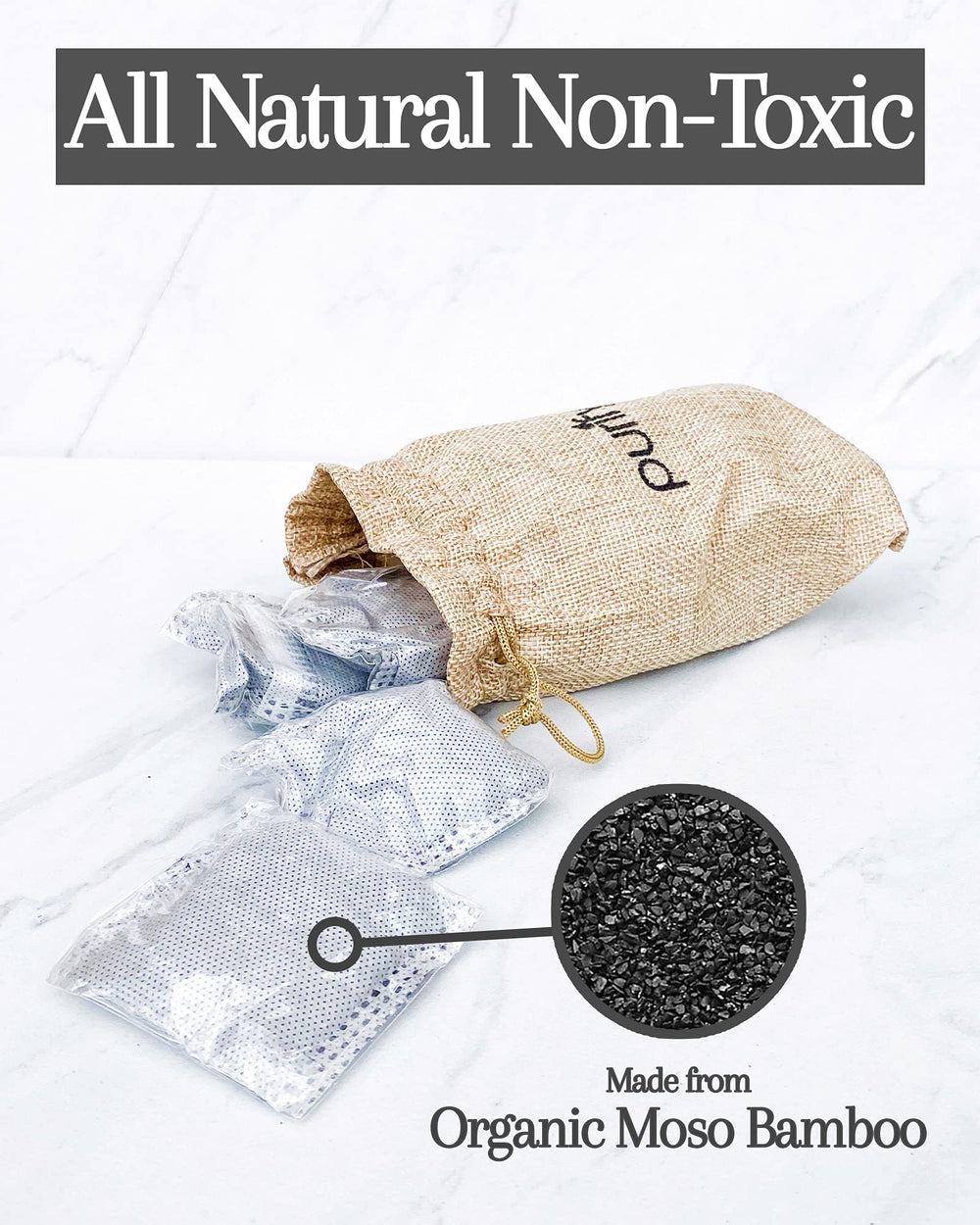 Purifyou odor absorber bags for closets keep laundry areas smelling clean.