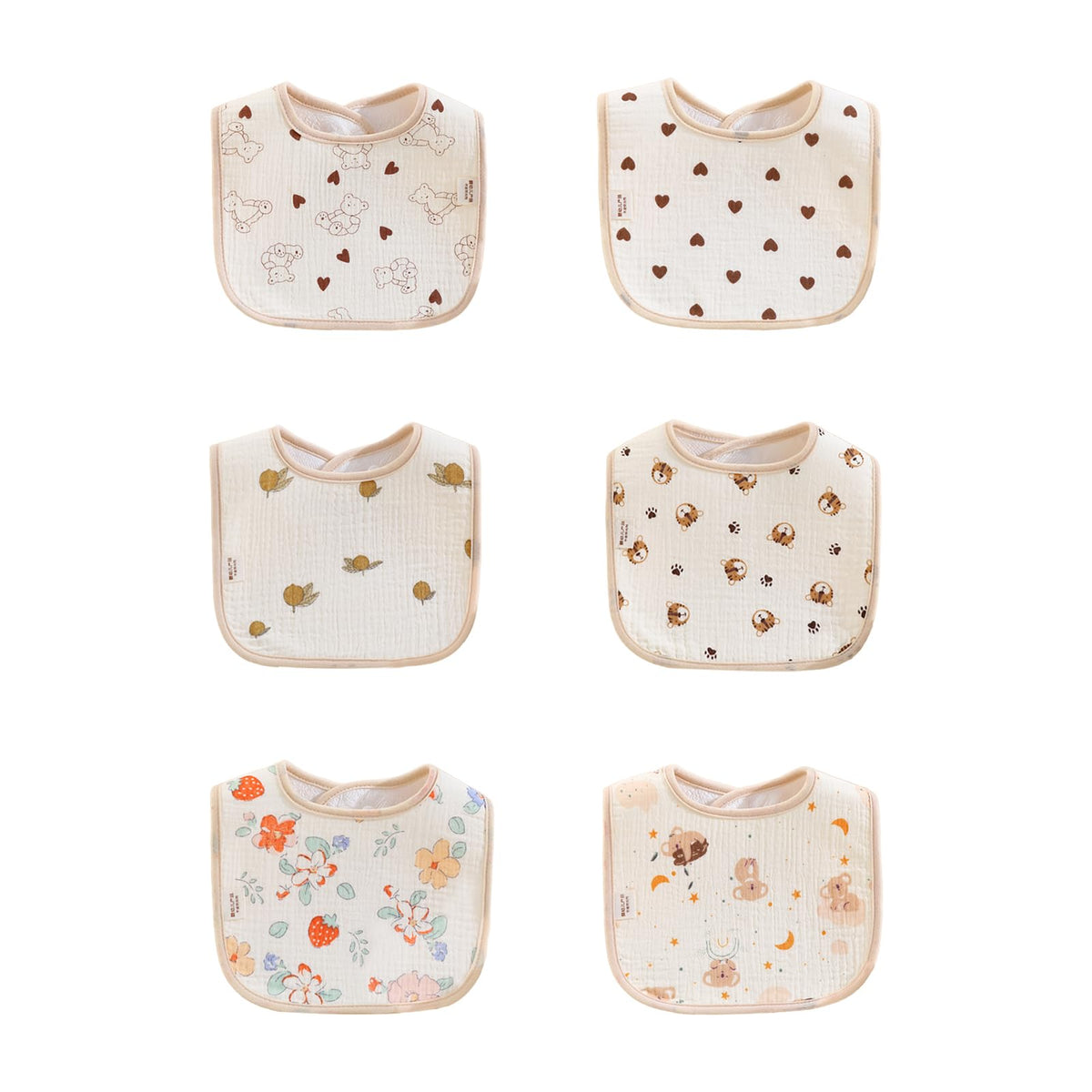 PurlHaven baby bandana bib with waterproof front view; keeps outfits dry during meals.