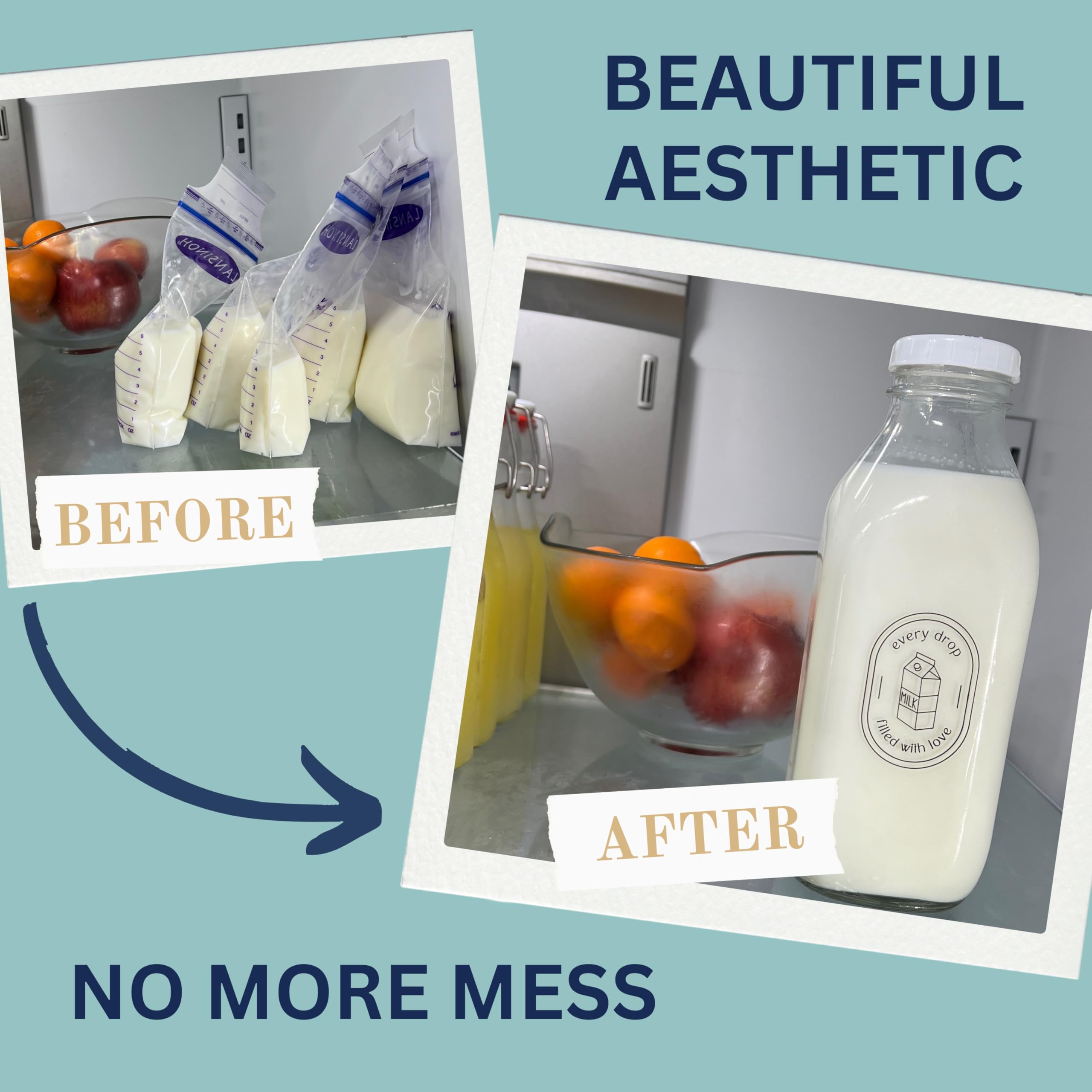 Purposeful Provision 32oz storage bottle keeps milk organized in the fridge