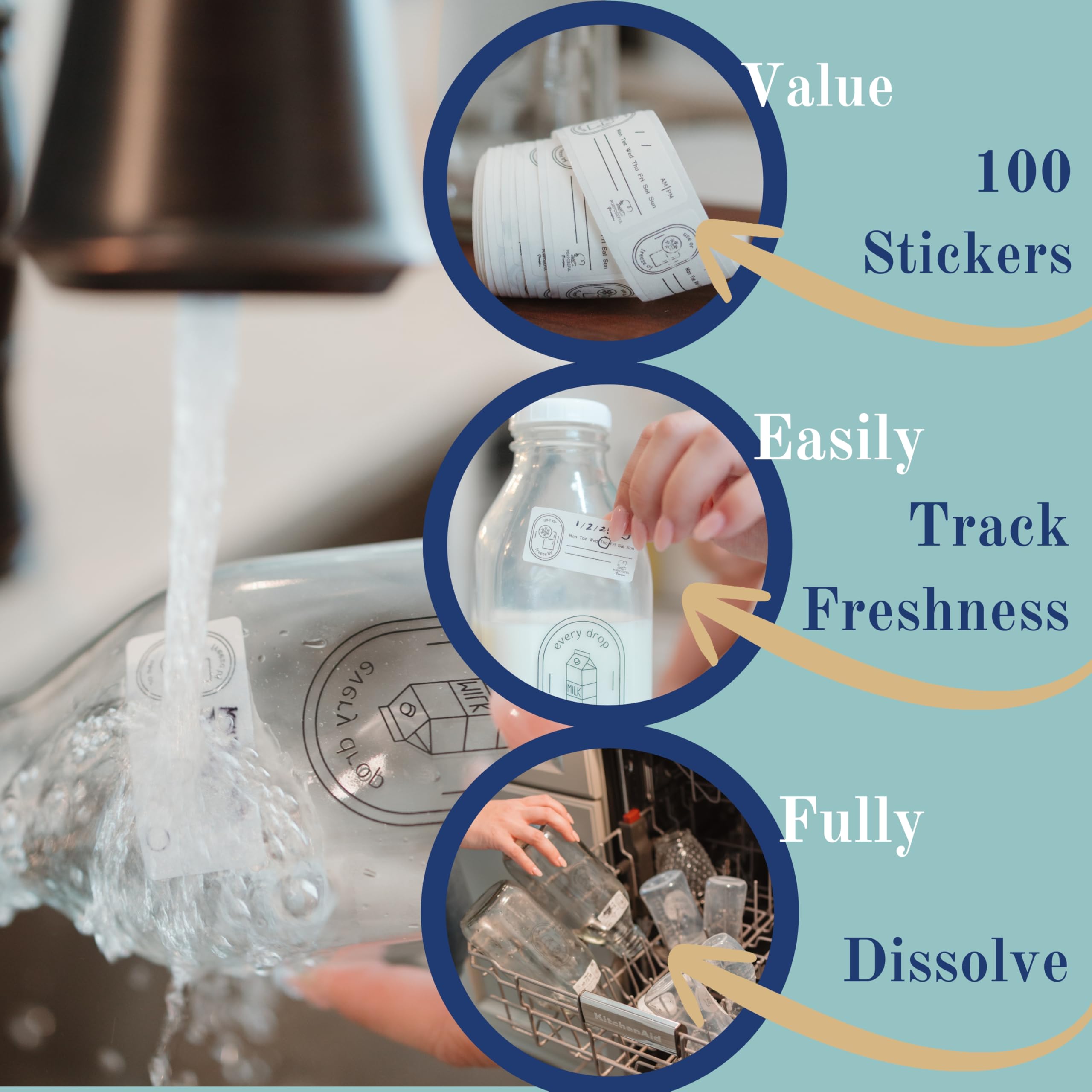 Anti-slip bottom ridges keep bottles steady on kitchen surfaces