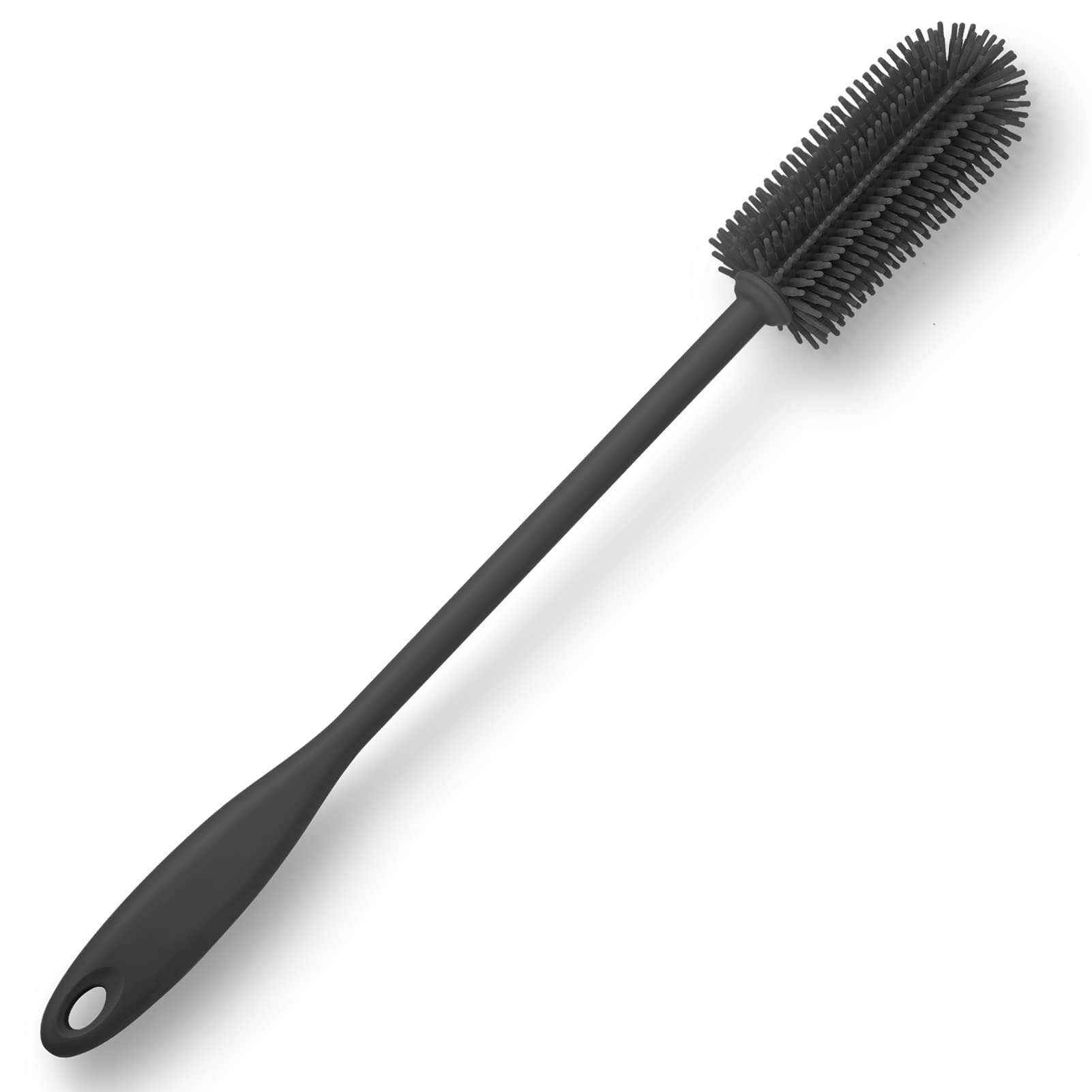 Purtribe silicone bottle brush with ergonomic non-slip handle for steady scrubbing.