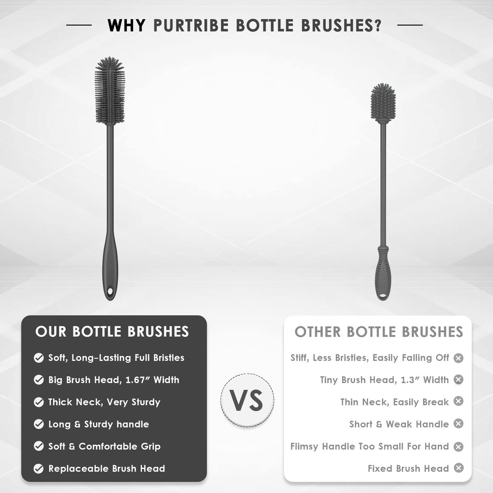 Purtribe long-handle brush keeps hands dry during scrubbing.