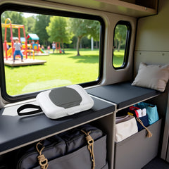 PurYupearl Gray Travel Wipe Holder stored in a car for handy access.