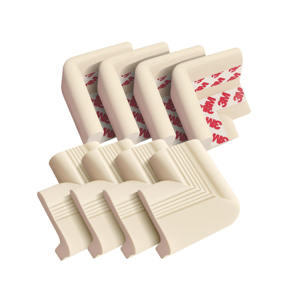 PUSHUJIA baby-proofing corner guards on a clean white furniture edge for child safety.