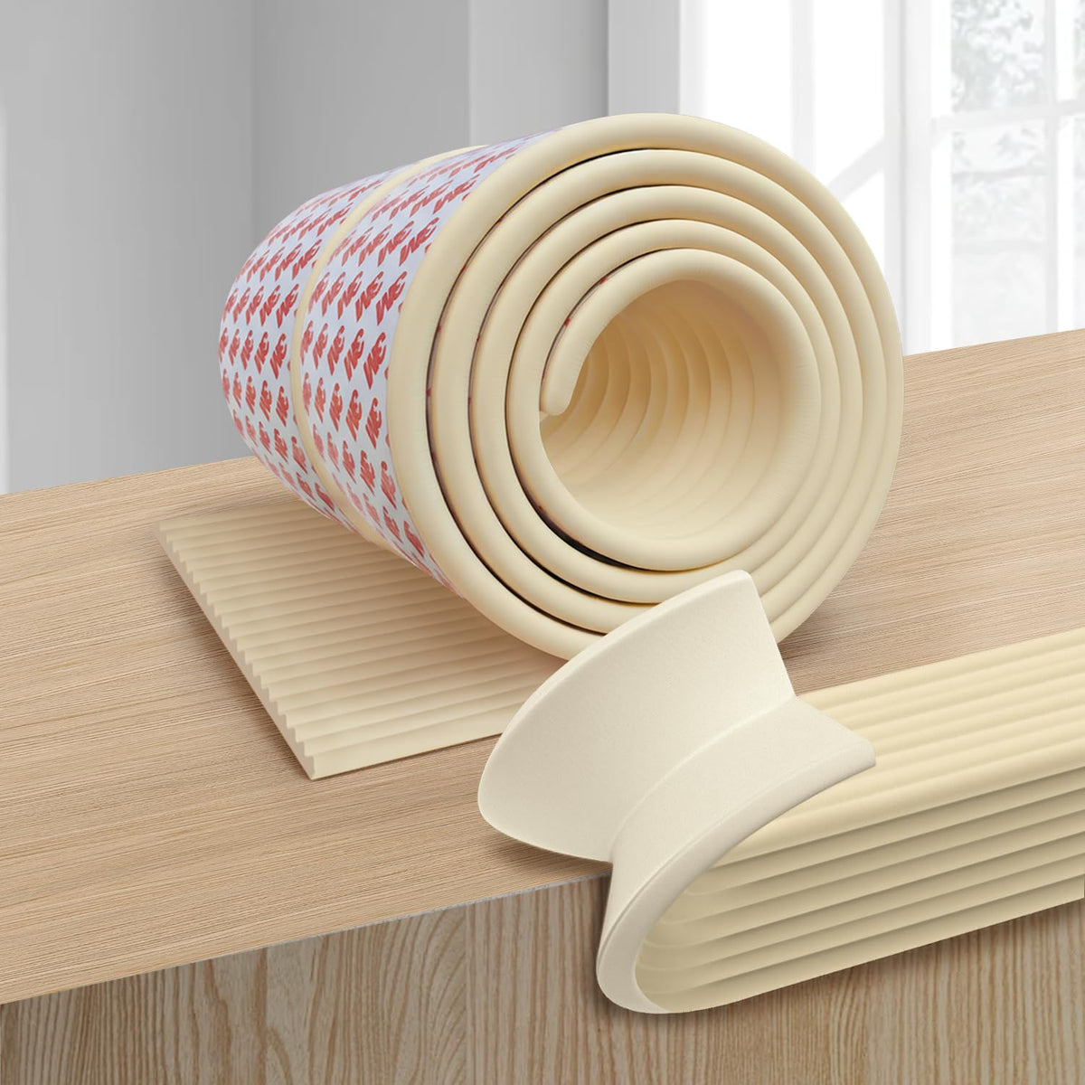 PUSHUJIA W beige wide edge protector on furniture edge for safe play