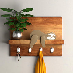 PUTSKA baby-boy nursery wooden sloth offers durable, safe shelf decor.