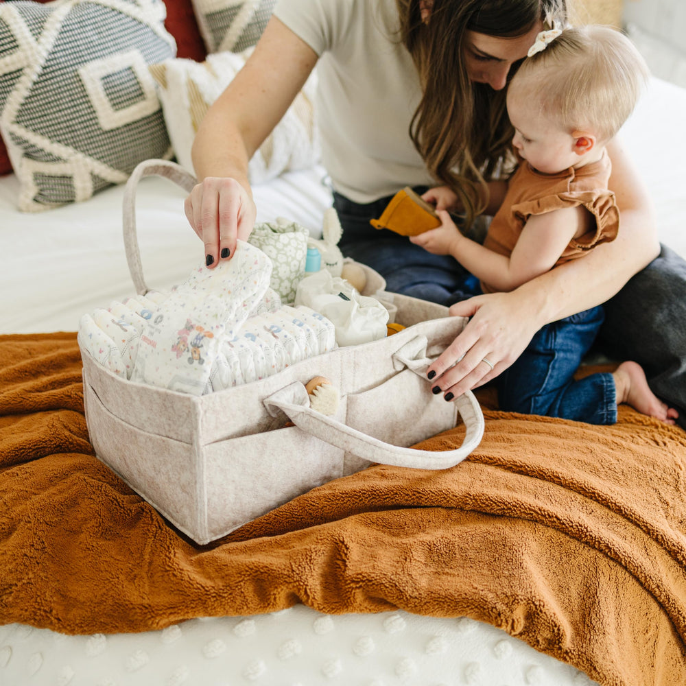 PUTSKA diaper caddy-darkmocha-xl foldable and lightweight for effortless transport.