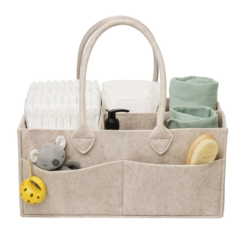 PUTSKA diaper caddy-darkmocha-xl in nursery decor keeps diapers and wipes within reach.