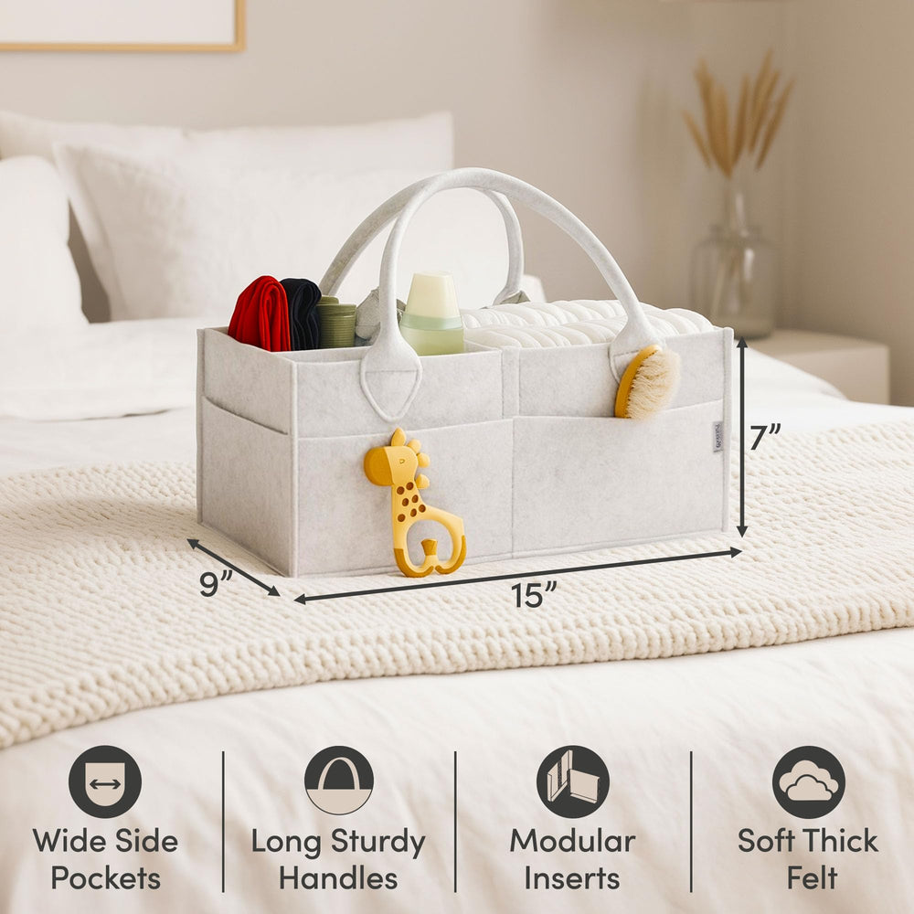 PUTSKA diaper caddy organizer with foldable lightweight handles for convenient use