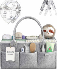 PUTSKA Baby Diaper Caddy Organizer front view showing organized changing station