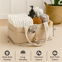 PUTSKA diaper caddy with six external pockets for quick item access