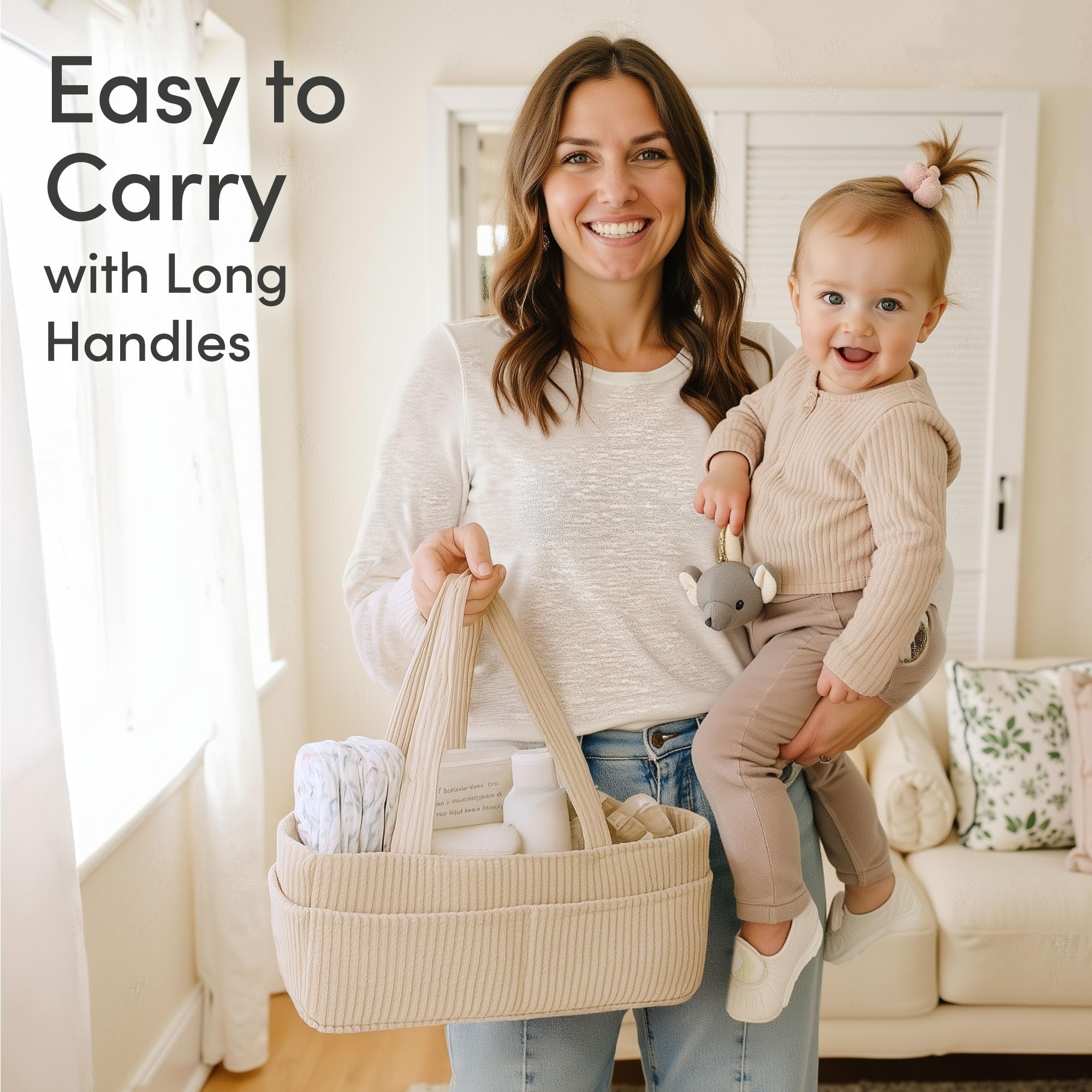 PUTSKA corduroy cream caddy with three compartments for organized essentials