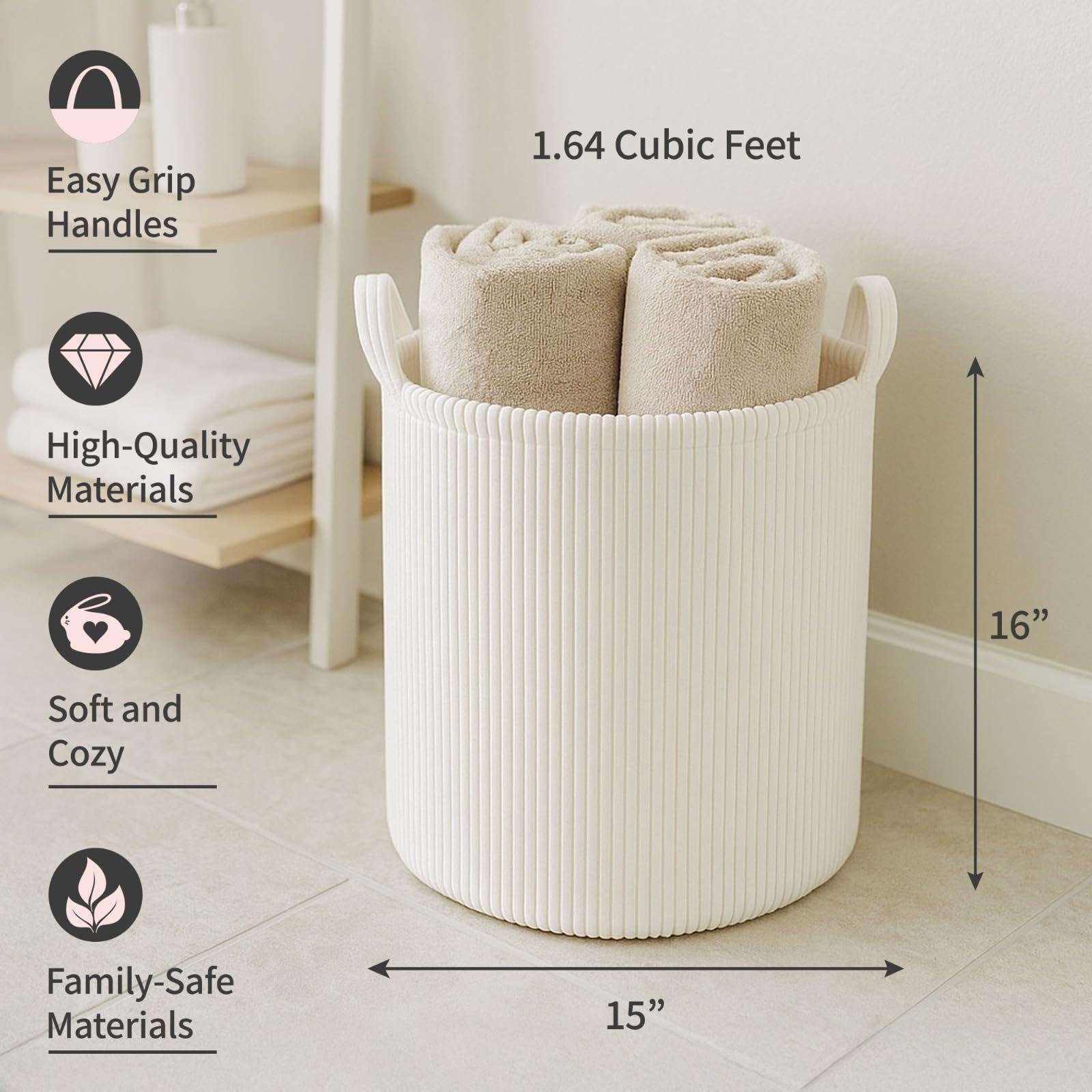 PUTSKA baby laundry basket with sturdy handles for easy transport.