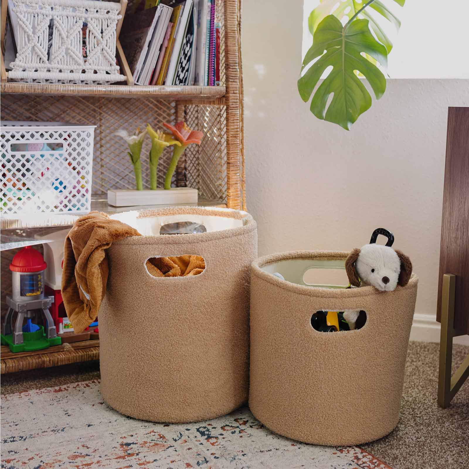 PUTSKA nursery round storage basket keeps toys and laundry neatly organized.