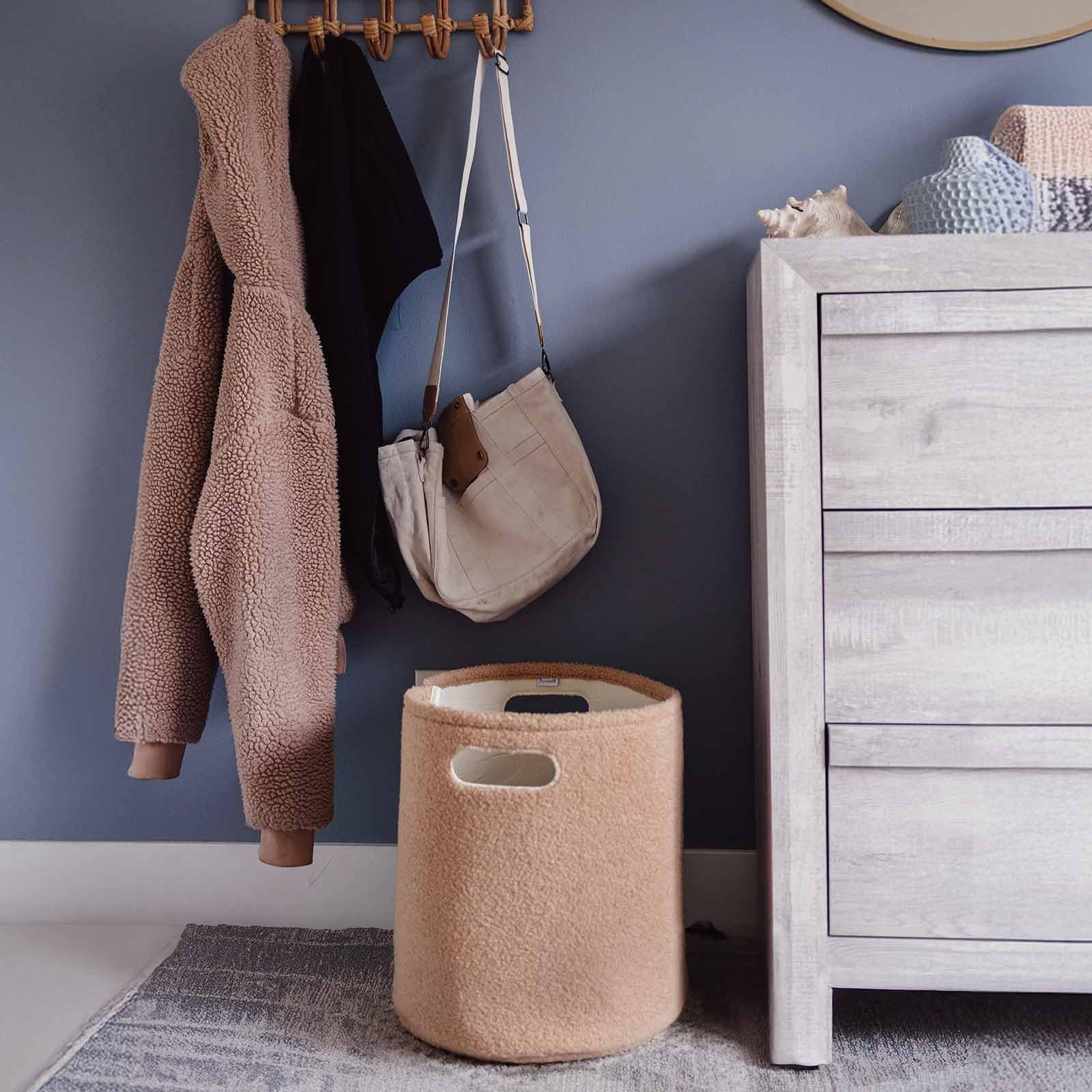 PUTSKA corduroy round basket adds texture and durable storage for everyday use.