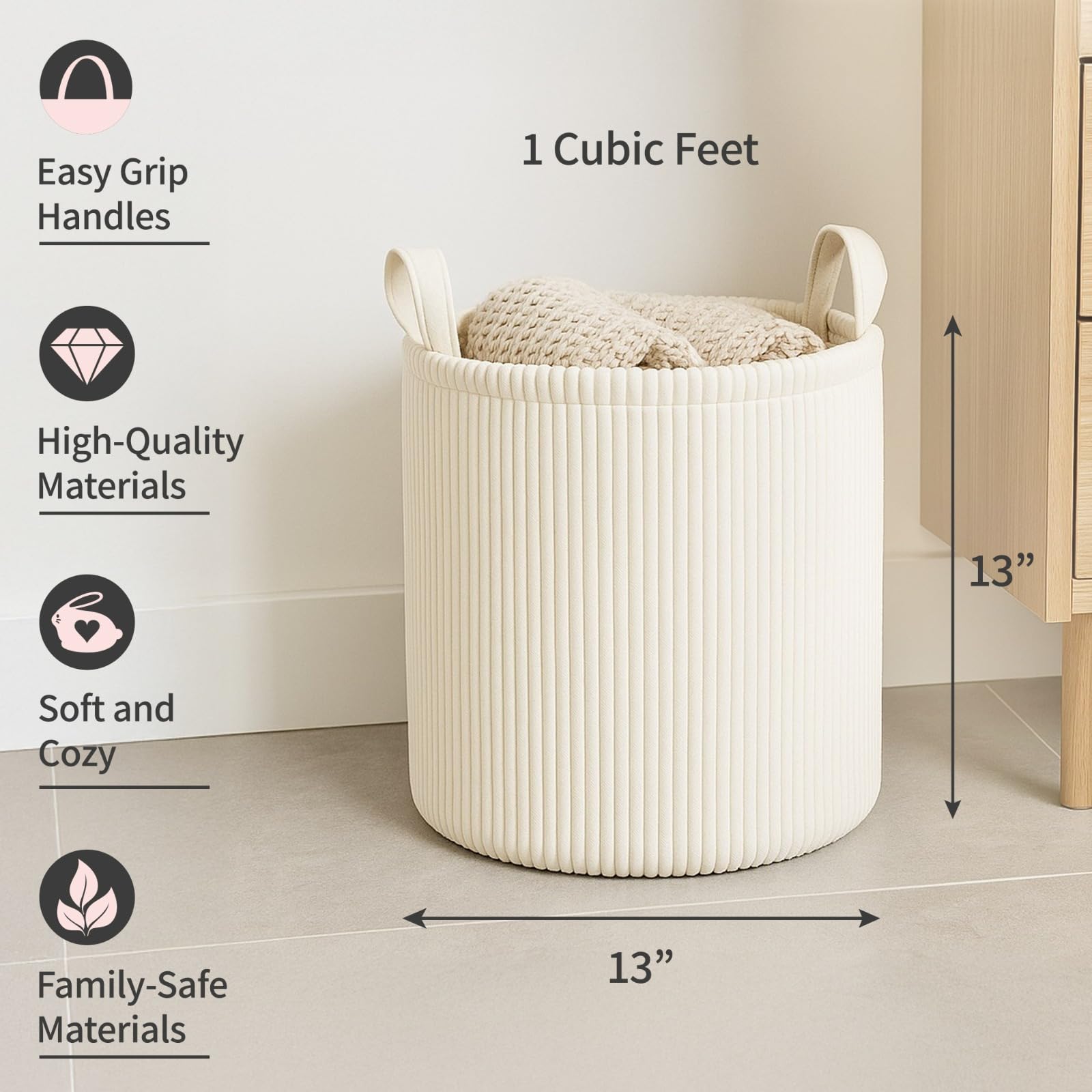 PUTSKA Blanket Basket round storage for blankets doubles as nursery storage