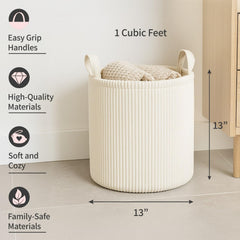 PUTSKA Blanket Basket round storage for blankets doubles as nursery storage