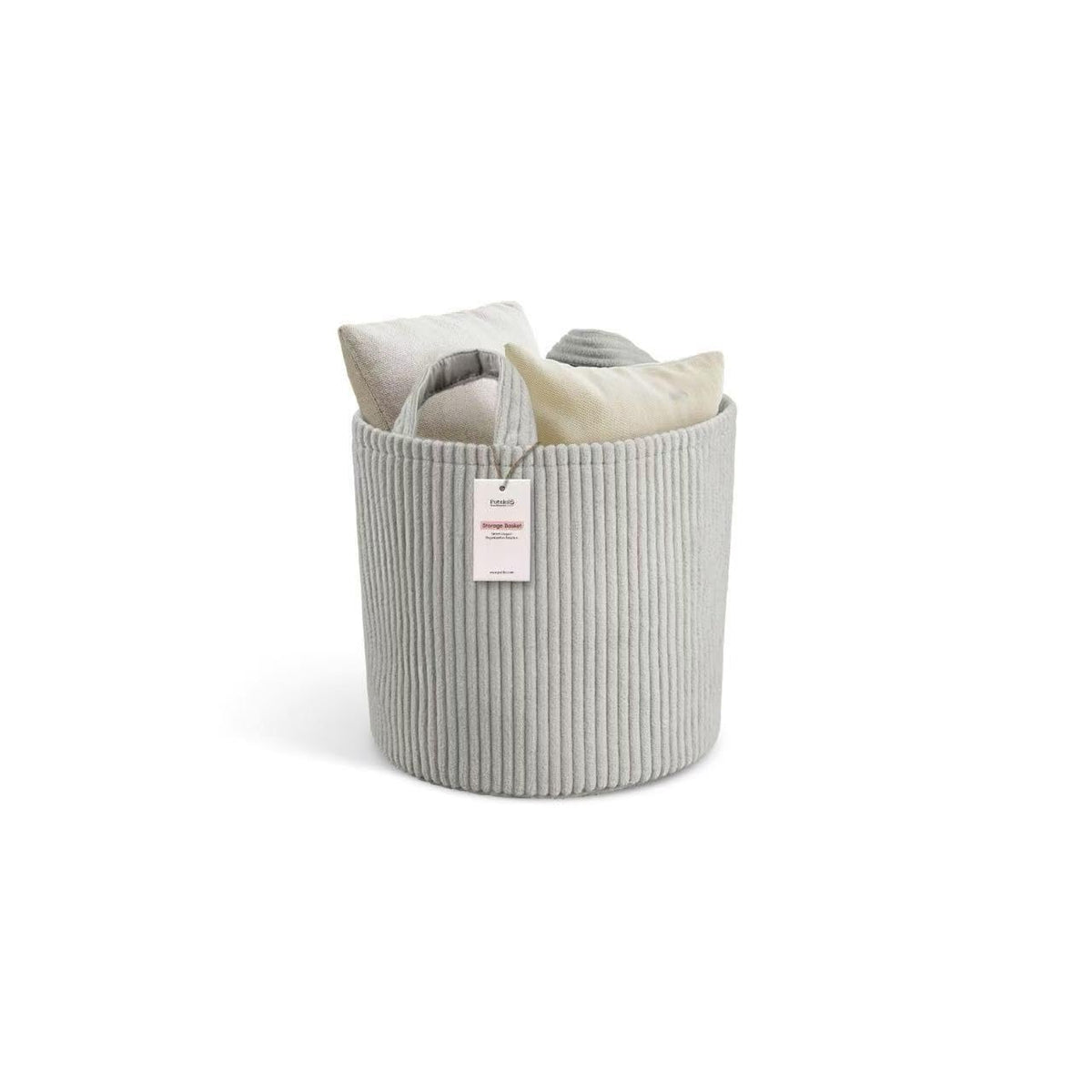 PUTSKA Blanket Basket round storage for toys keeps nursery organized.