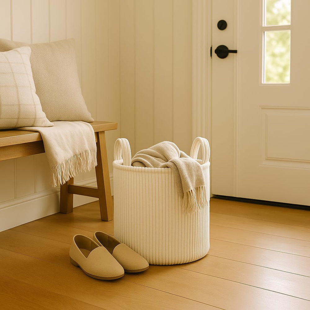 PUTSKA clothes-storage basket with sturdy handles keeps bedrooms organized