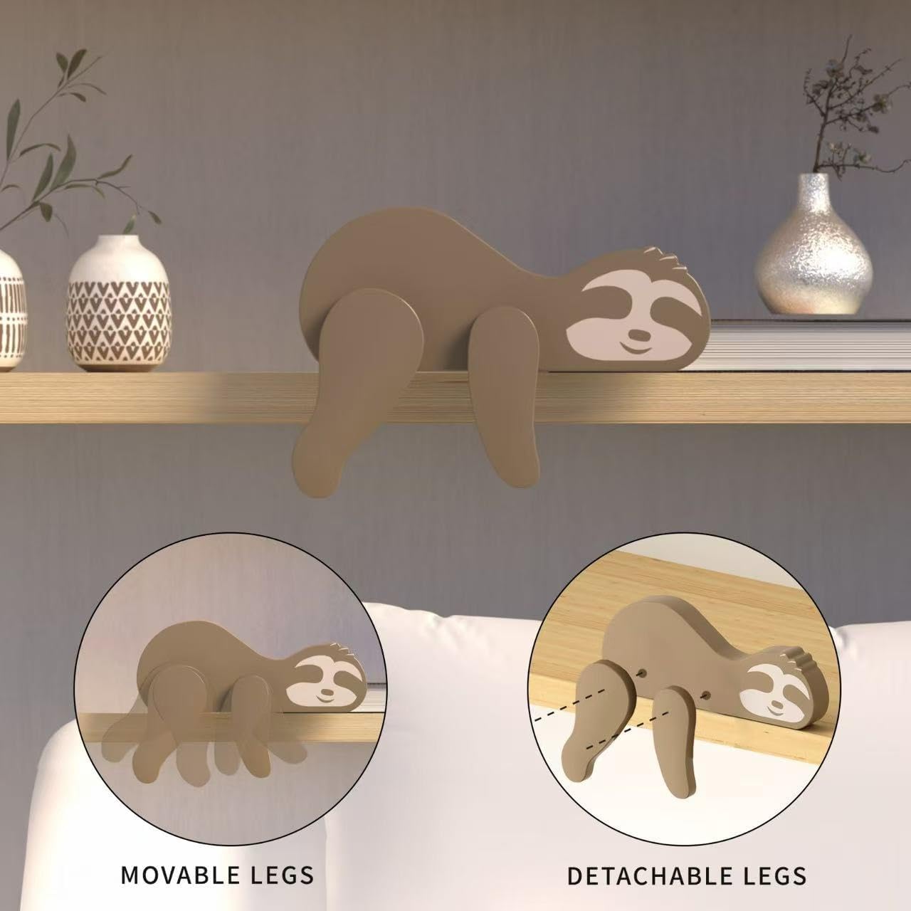 PUTSKA compact freestanding sloth decor for tabletops or shelves.