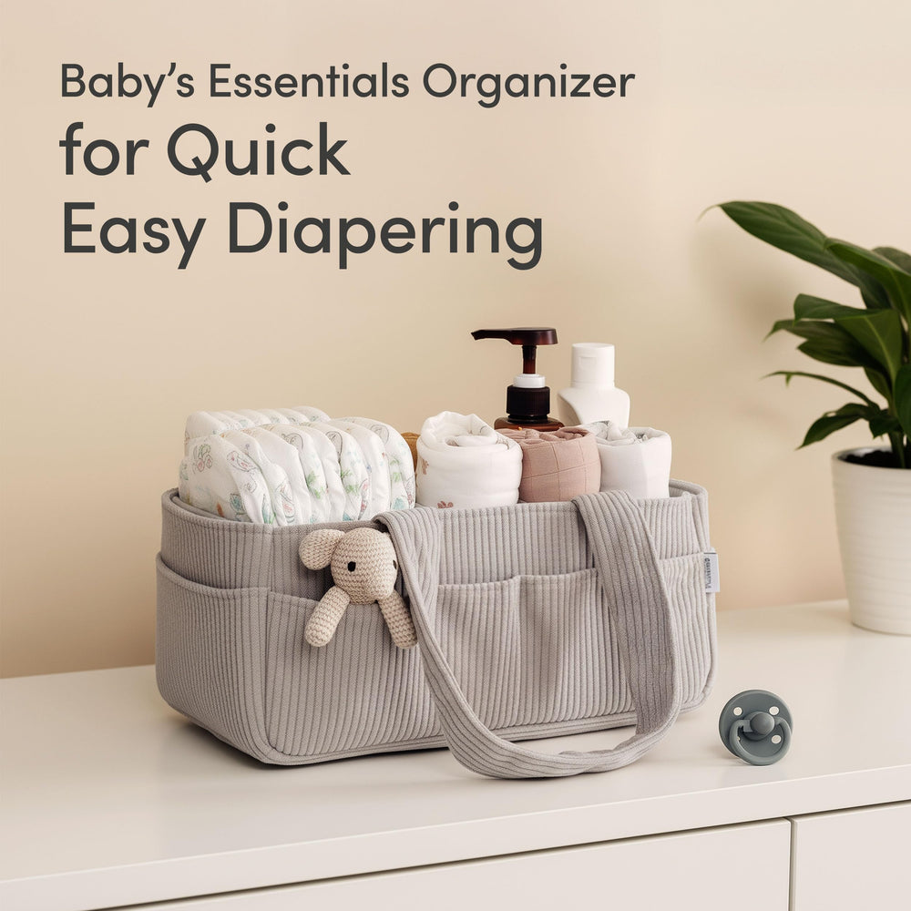 PUTSKA diaper caddy with 3 compartments and 6 pockets keeps essentials organized