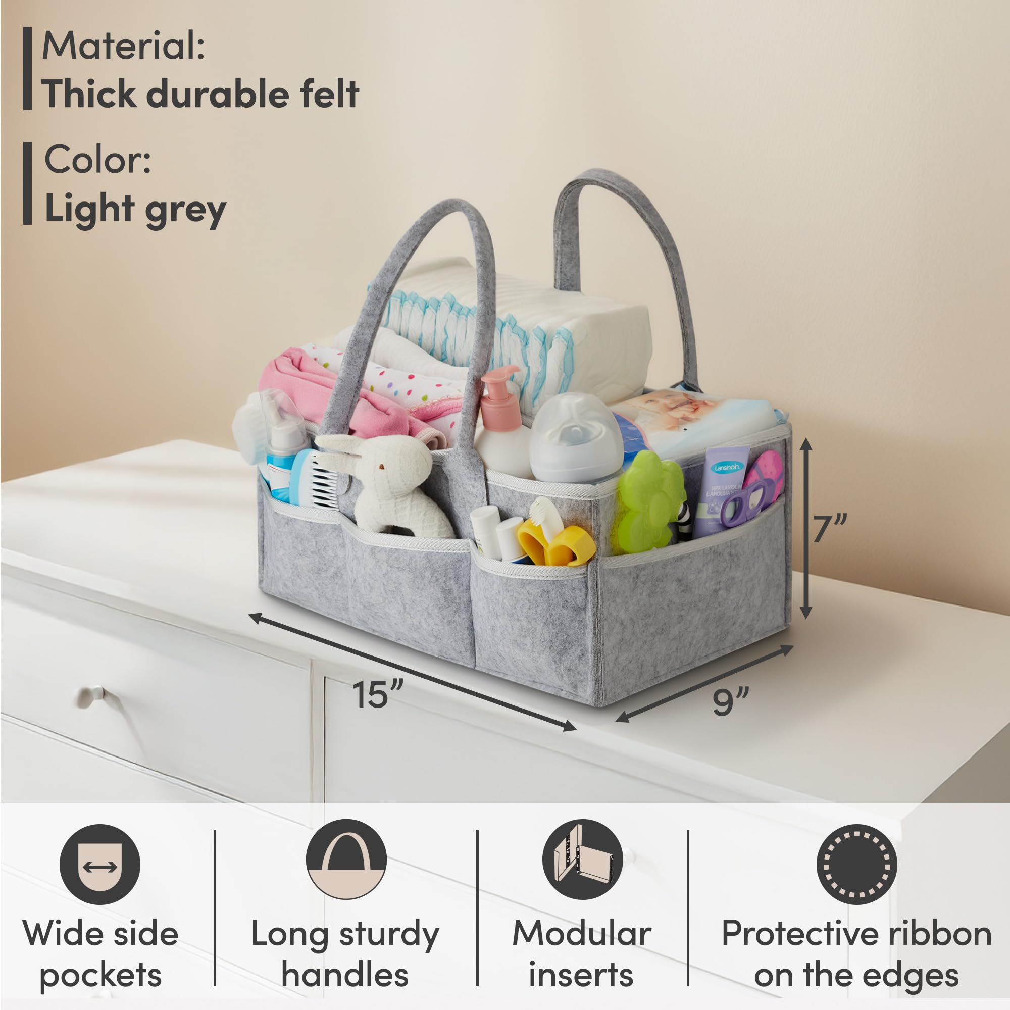 PUTSKA Diaper Caddy folds flat and is lightweight for travel