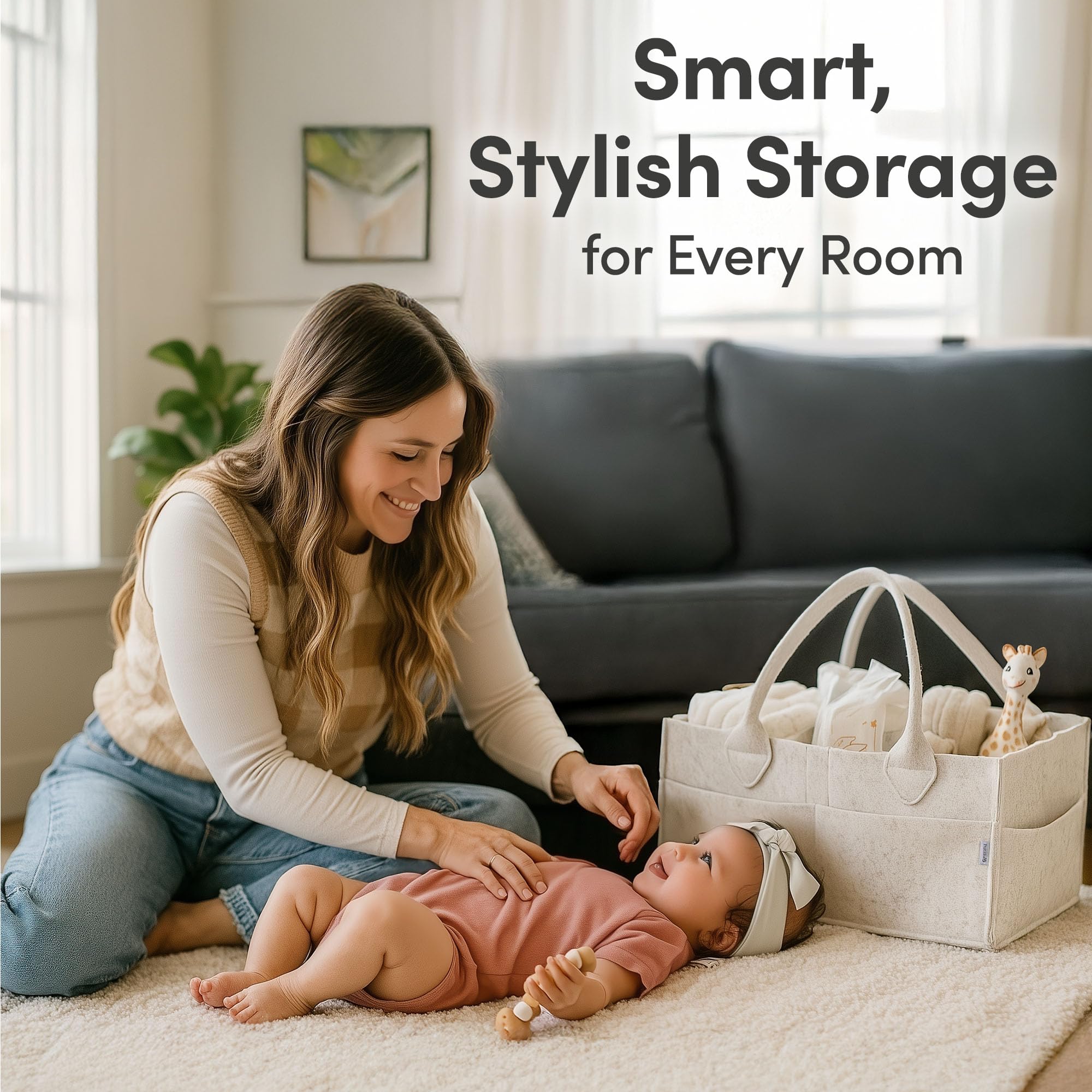 PUTSKA diaper caddy with removable dividers for flexible organization