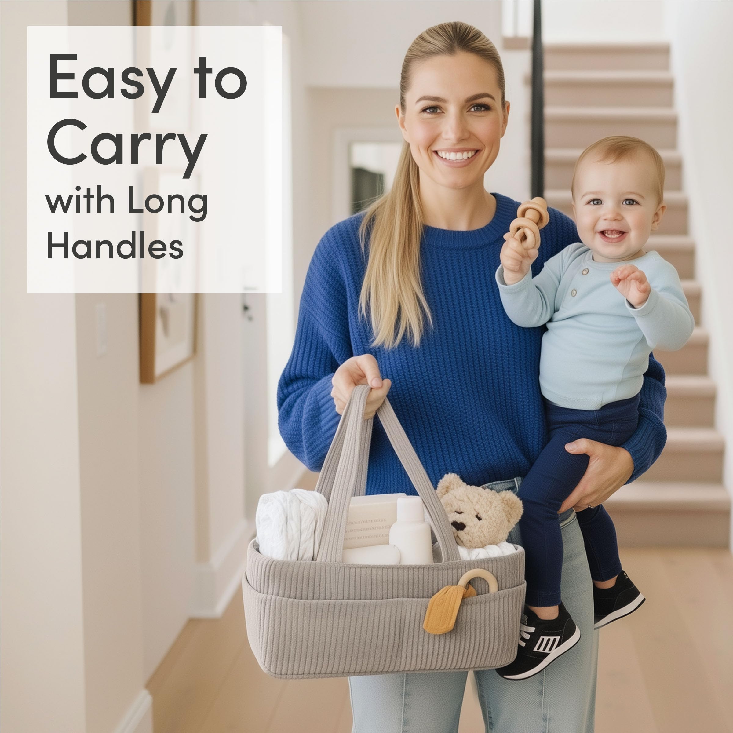 PUTSKA diaper organizer with handles moves easily between nursery and car