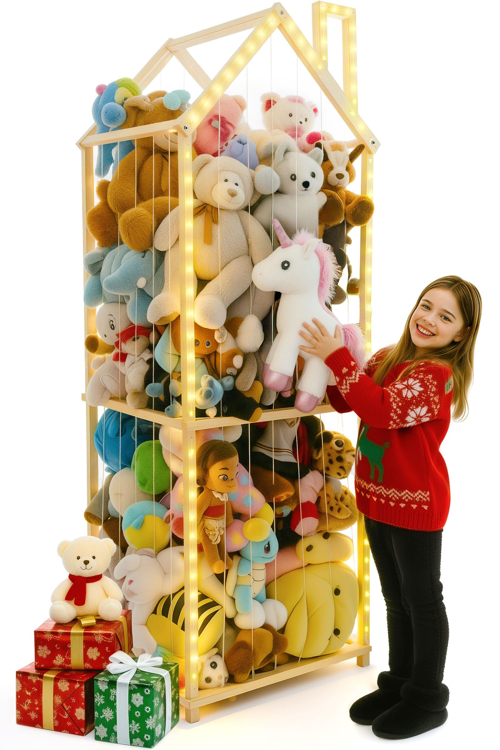 PUTSKA extra-large stuffed animal storage zoo organized plush display for playroom