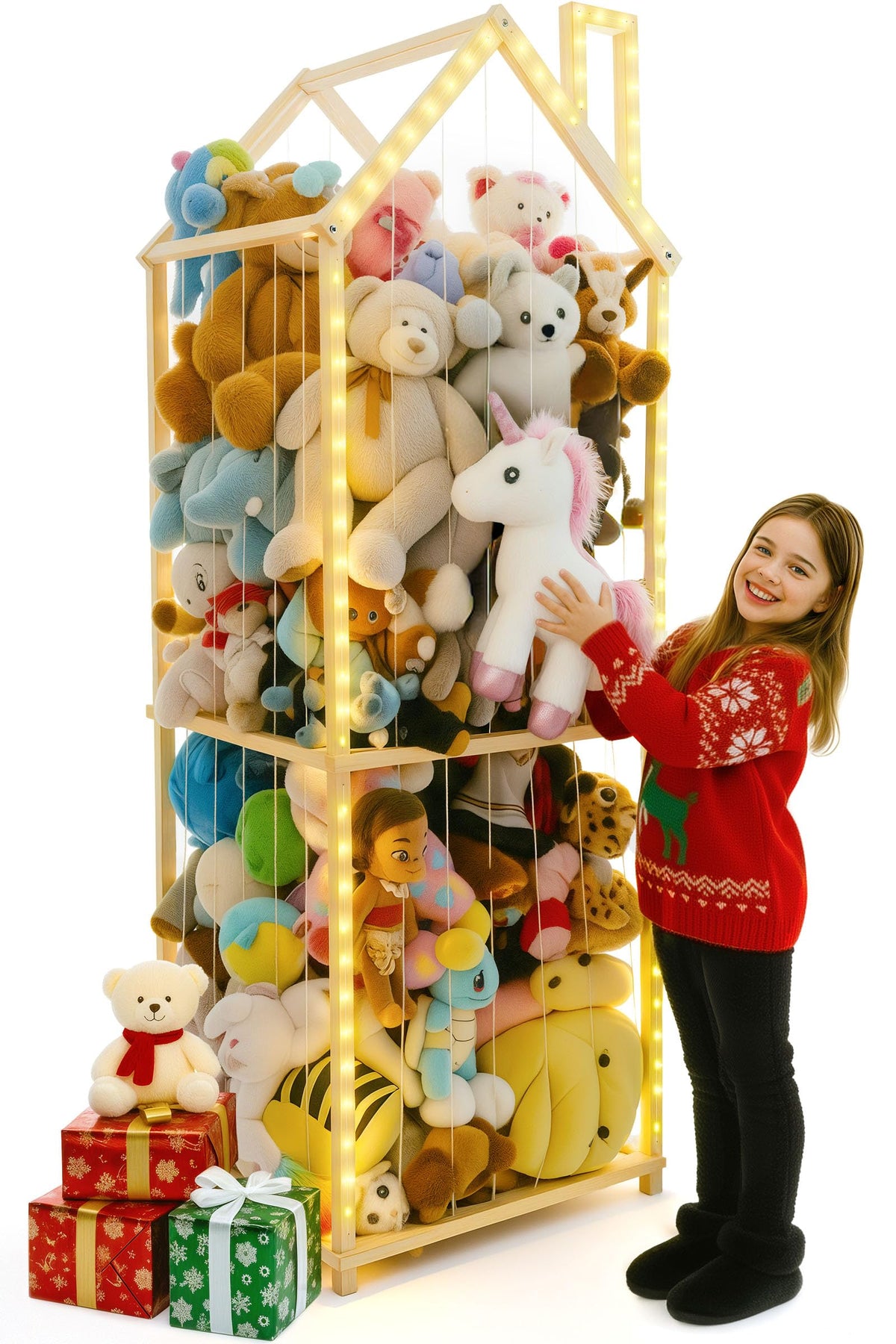 PUTSKA extra-large stuffed animal storage zoo organized plush display for playroom