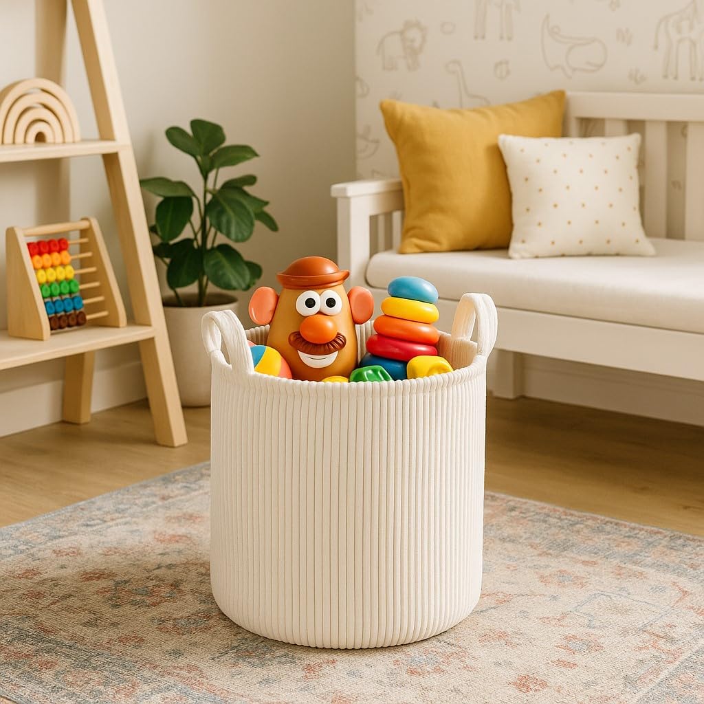 PUTSKA nursery decor-friendly blanket storage basket fits living spaces.