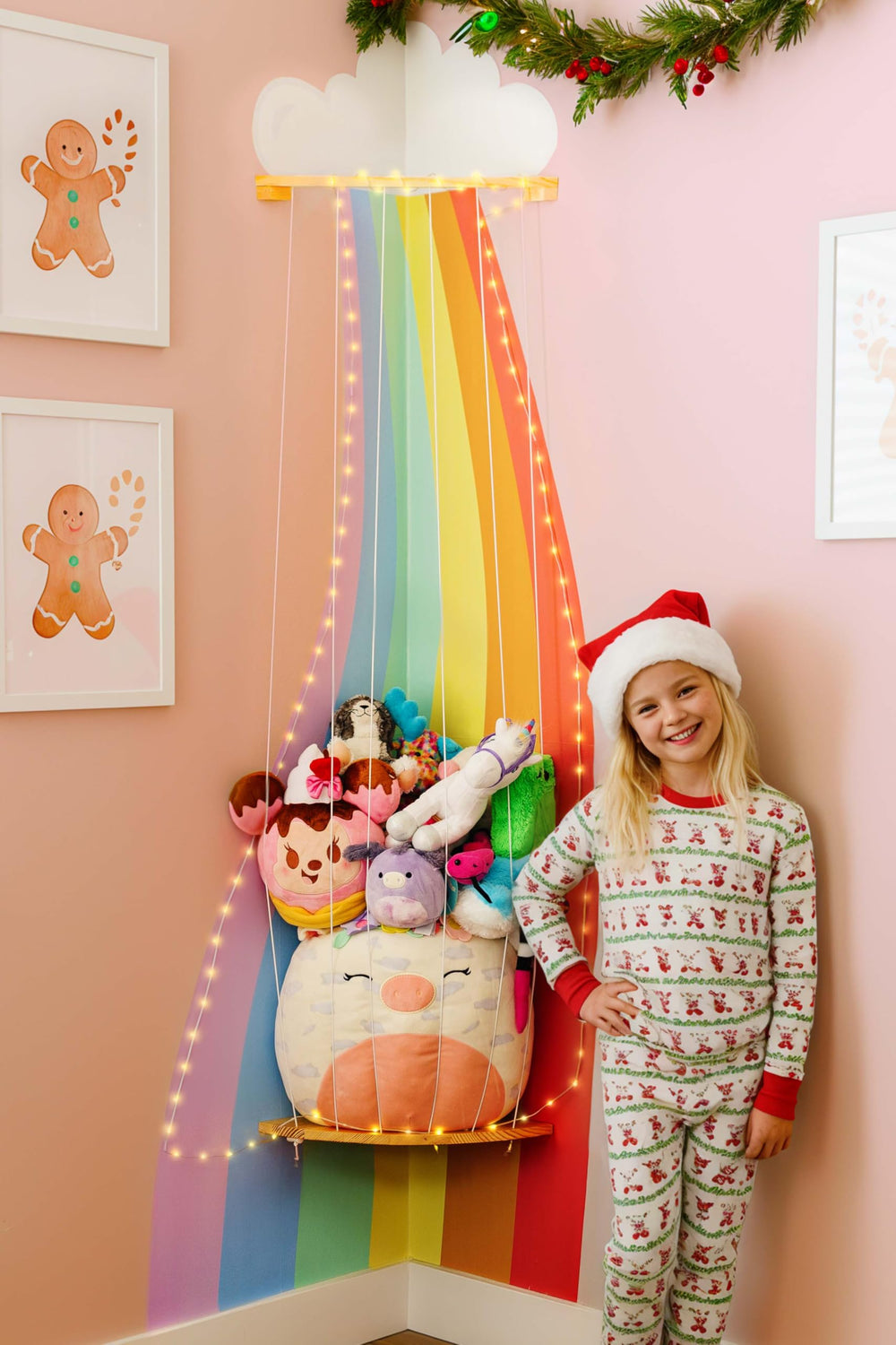 PUTSKA nursery hanging organizer wall mount in rainbow for plush storage