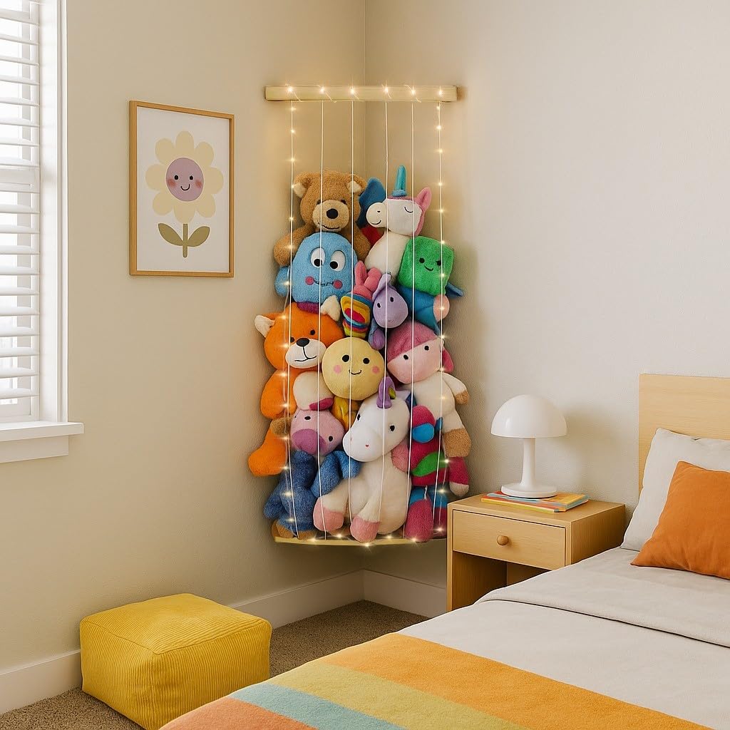 PUTSKA Nursery Hanging Organizer wall-mounted for space-saving plush storage.
