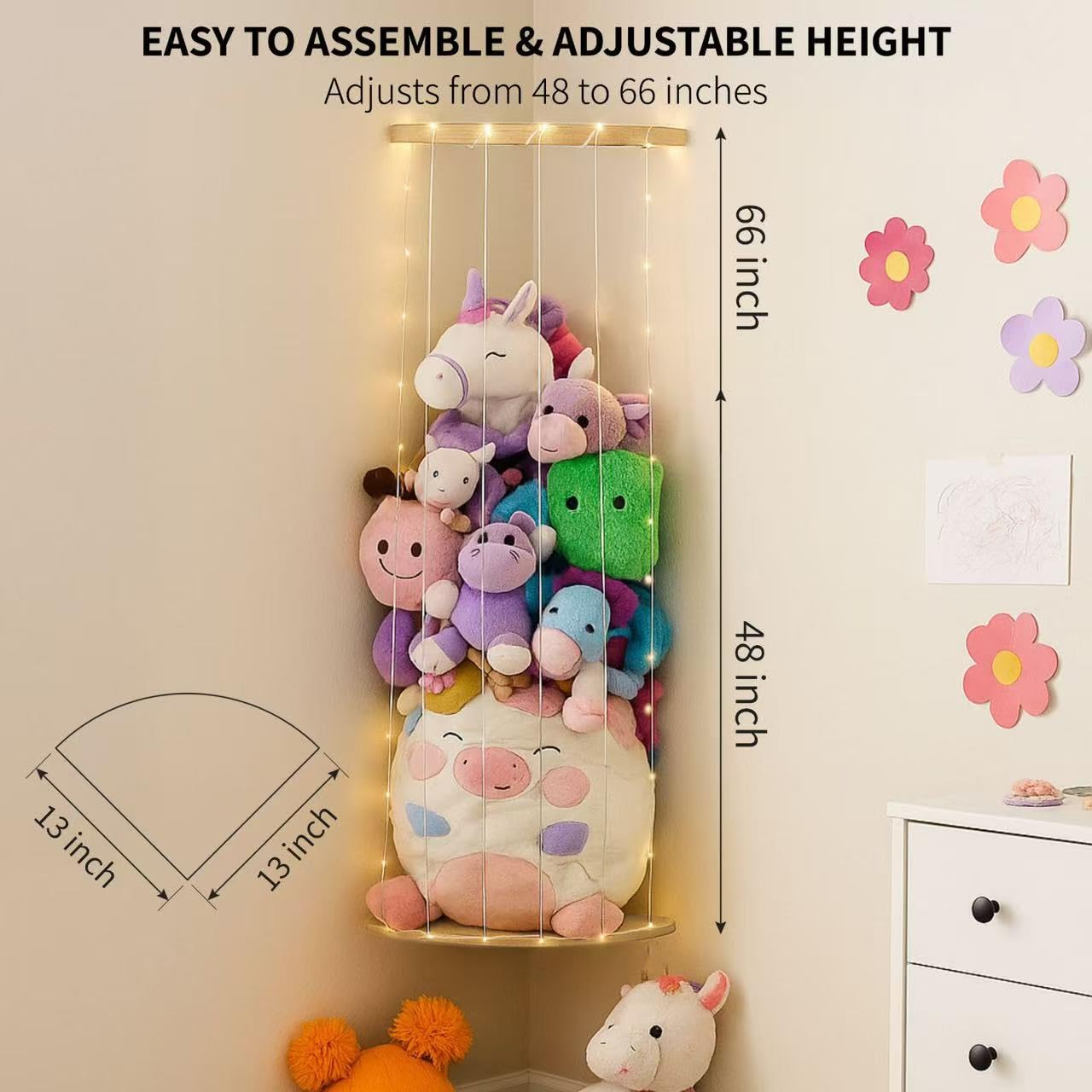 PUTSKA Nursery Plush Display Corner showing a tidy corner of plush toys.