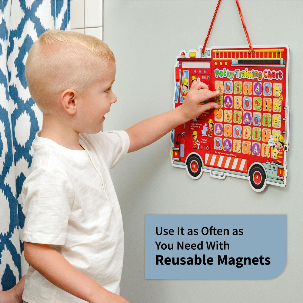 PUTSKA potty chart mounted on a toddler's potty demonstrates practical use