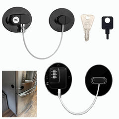 PUWANY 2-pack keyless lock on fridge with adhesive for quick childproofing.