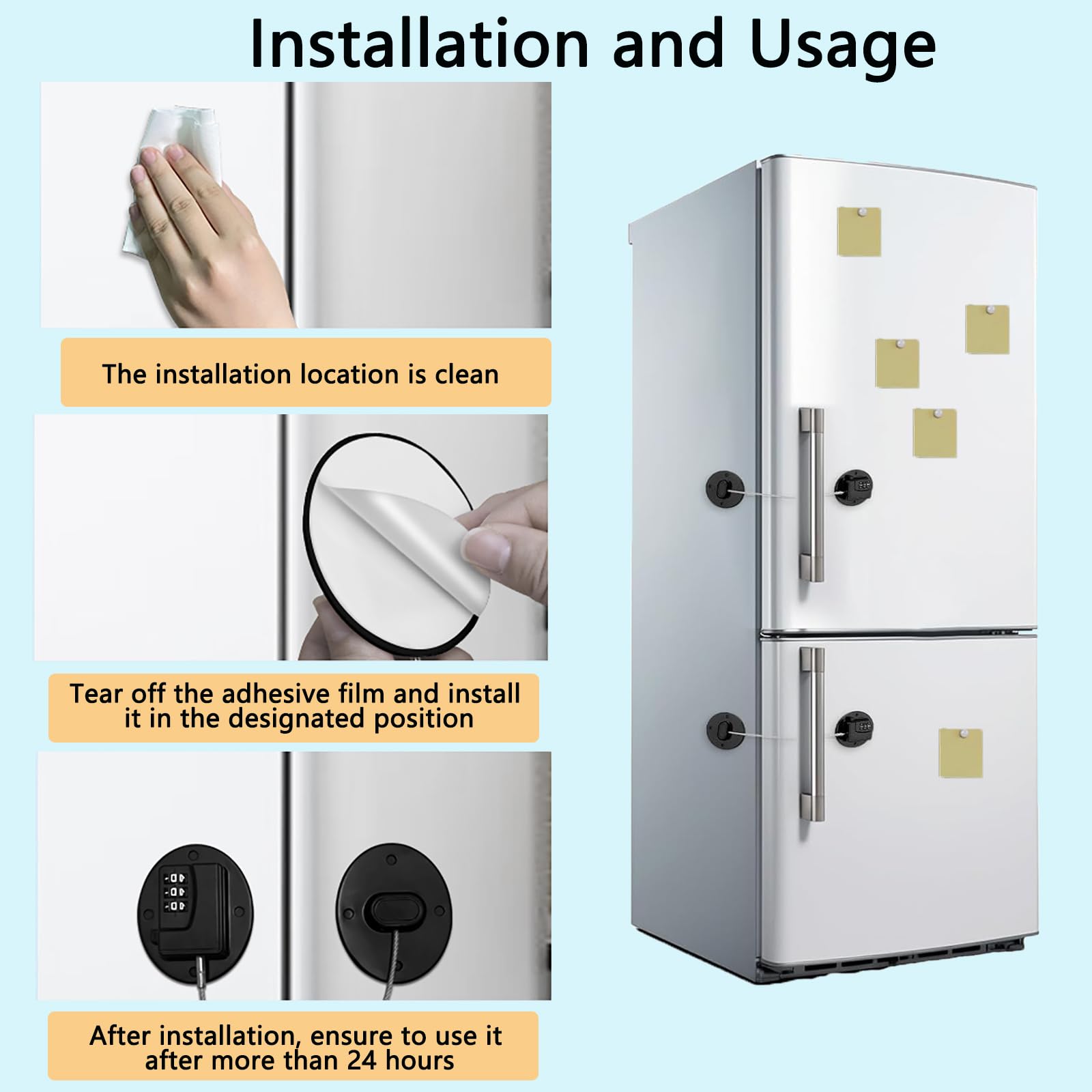 PUWANY child-proof latch on cabinet highlighting reinforced mechanism for safety.