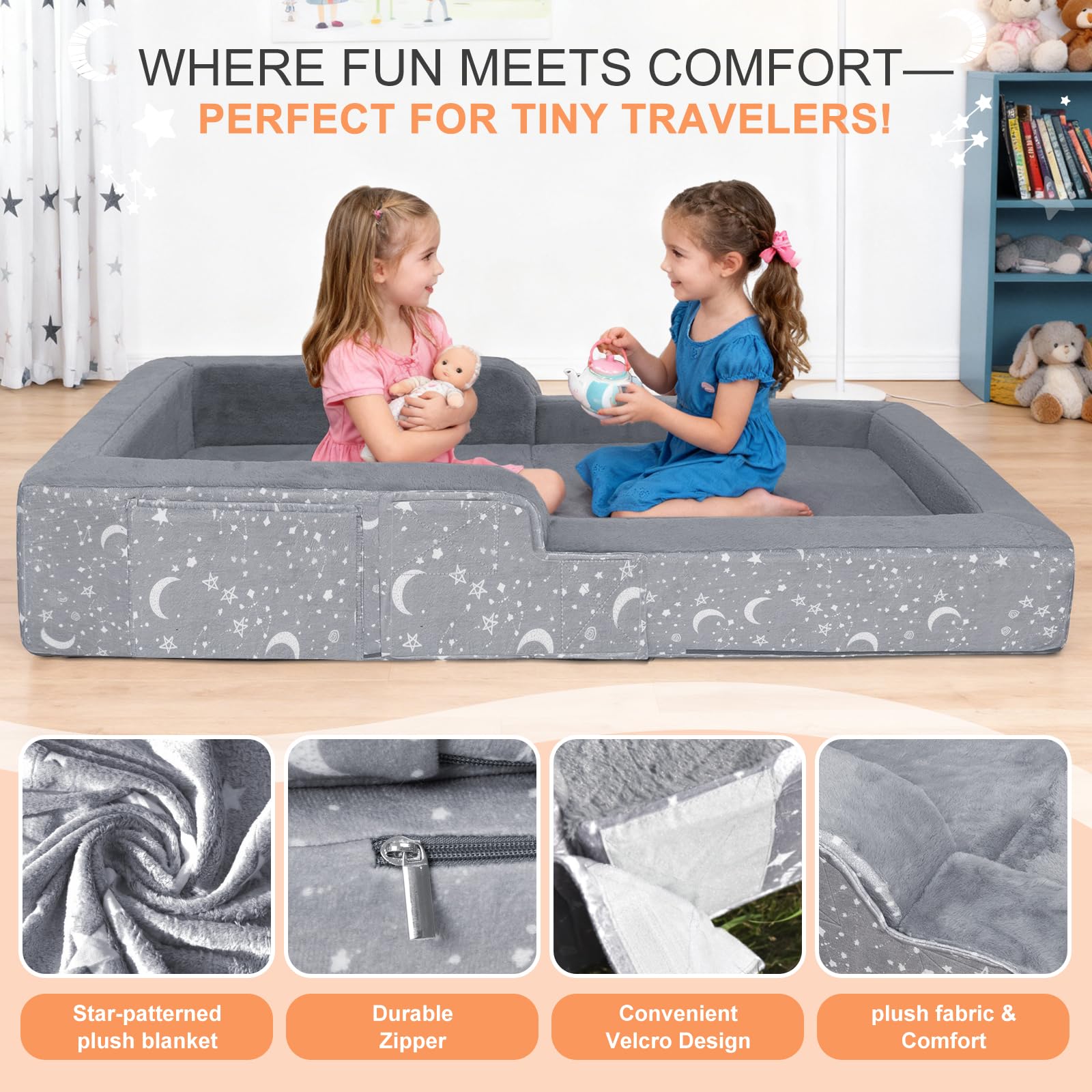 PuzzVerse lightweight foldable travel bed ready for packing