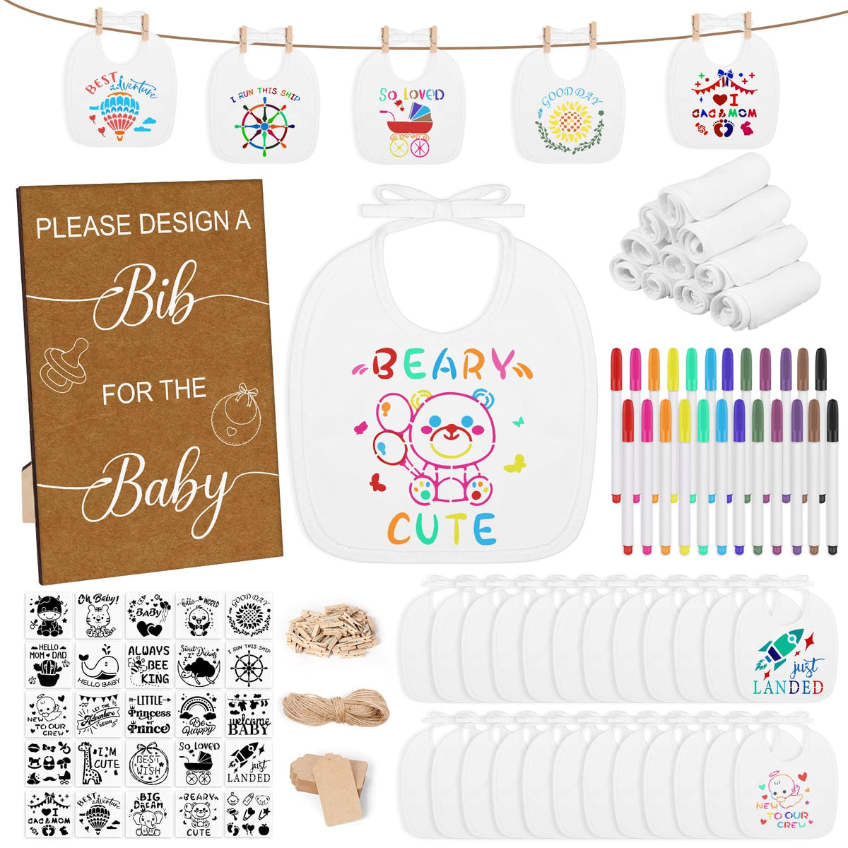 Pydeeirom wooden baby shower sign guiding a collaborative activity decor