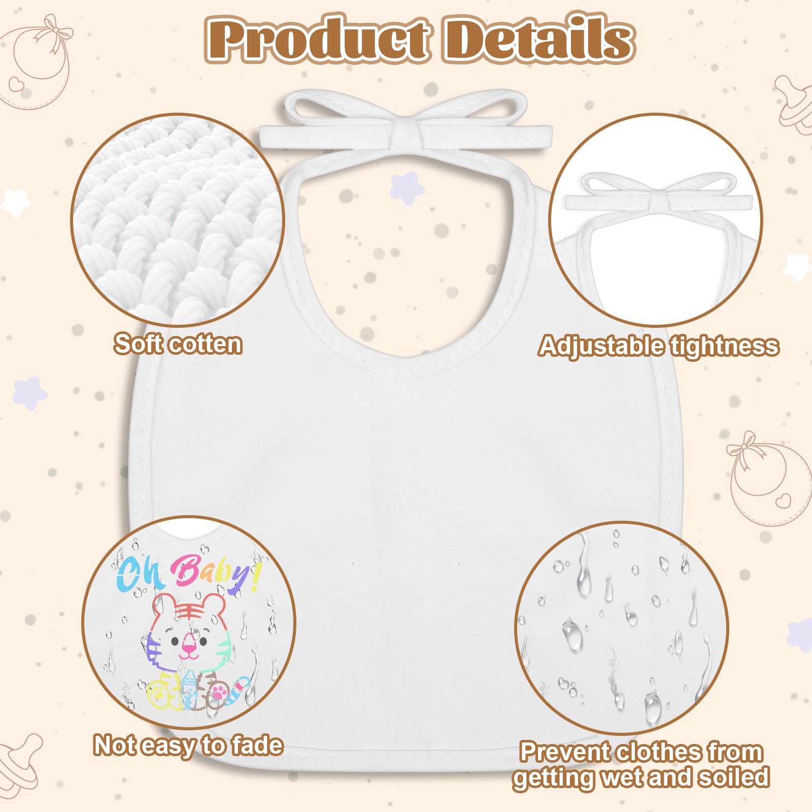 Pydeeirom clothing tags and wooden clips showcase finished bib keepsakes