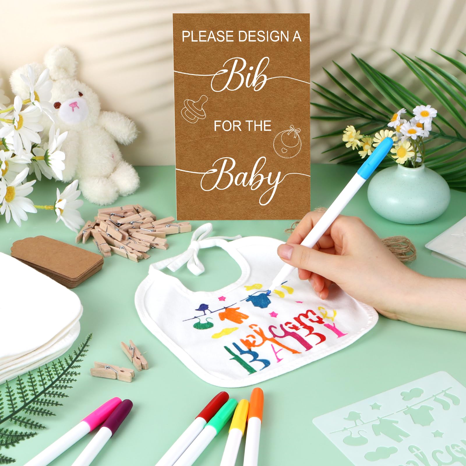 Pydeeirom 24-count fabric markers add vibrant, quick-drying bib art