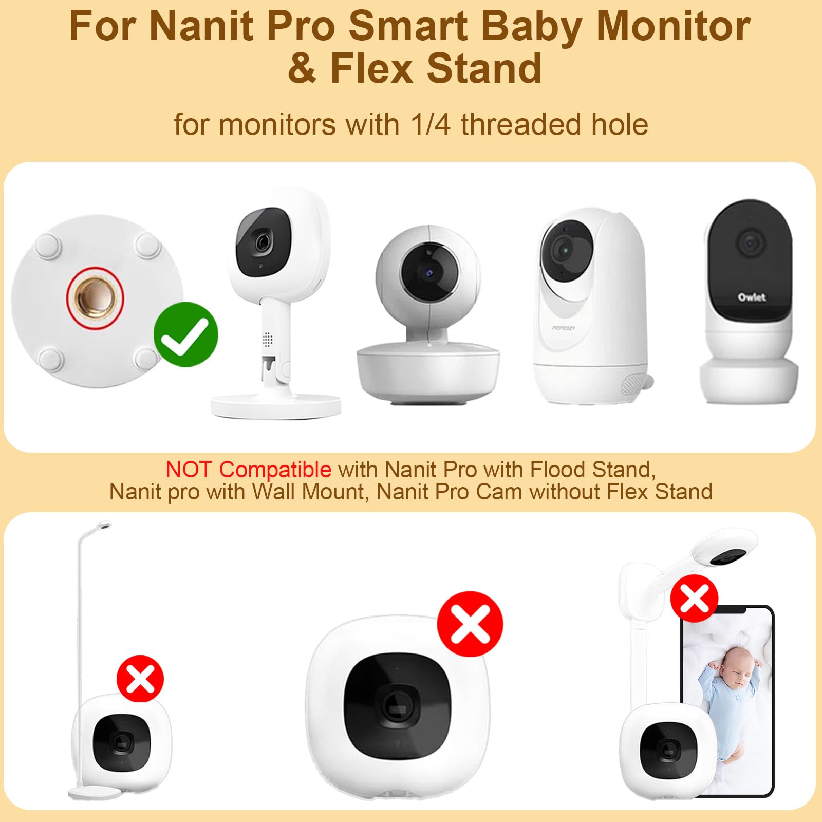Pyfhy Nanit Pro compatible clip clamp for secure, tool-free setup.