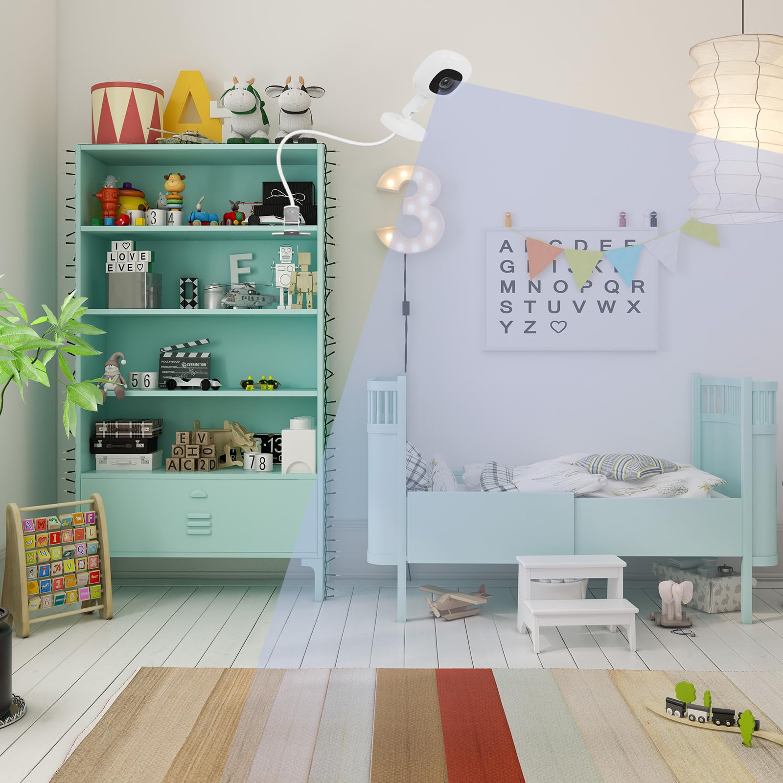 Pyfhy travel-ready clip mount moves between rooms with ease.