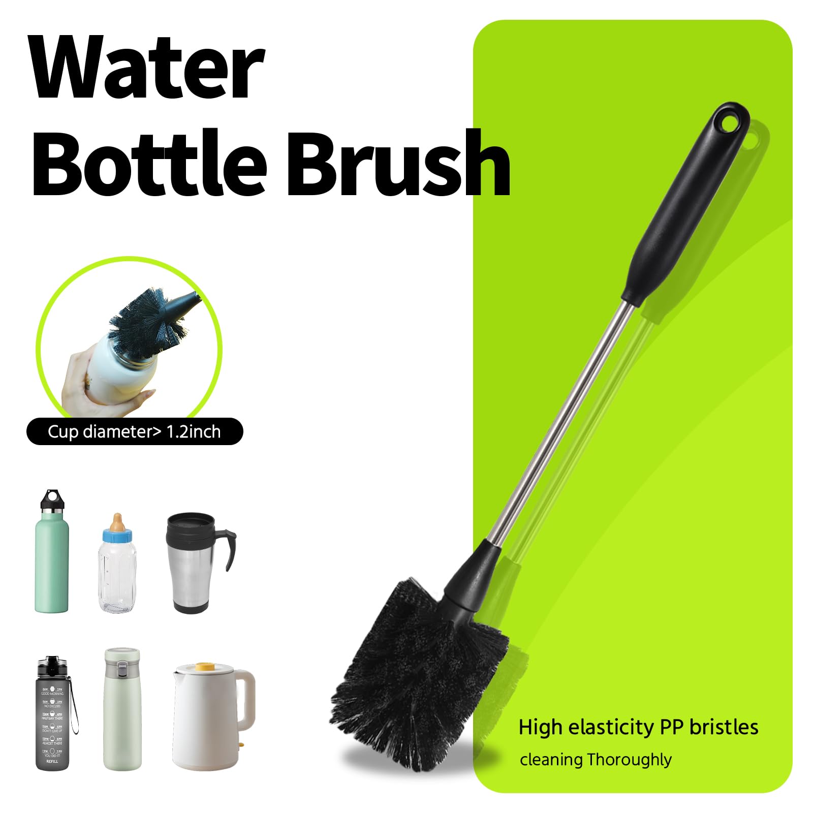 PZLife 15-inch long-handle bottle brush cleans deep inside bottles.