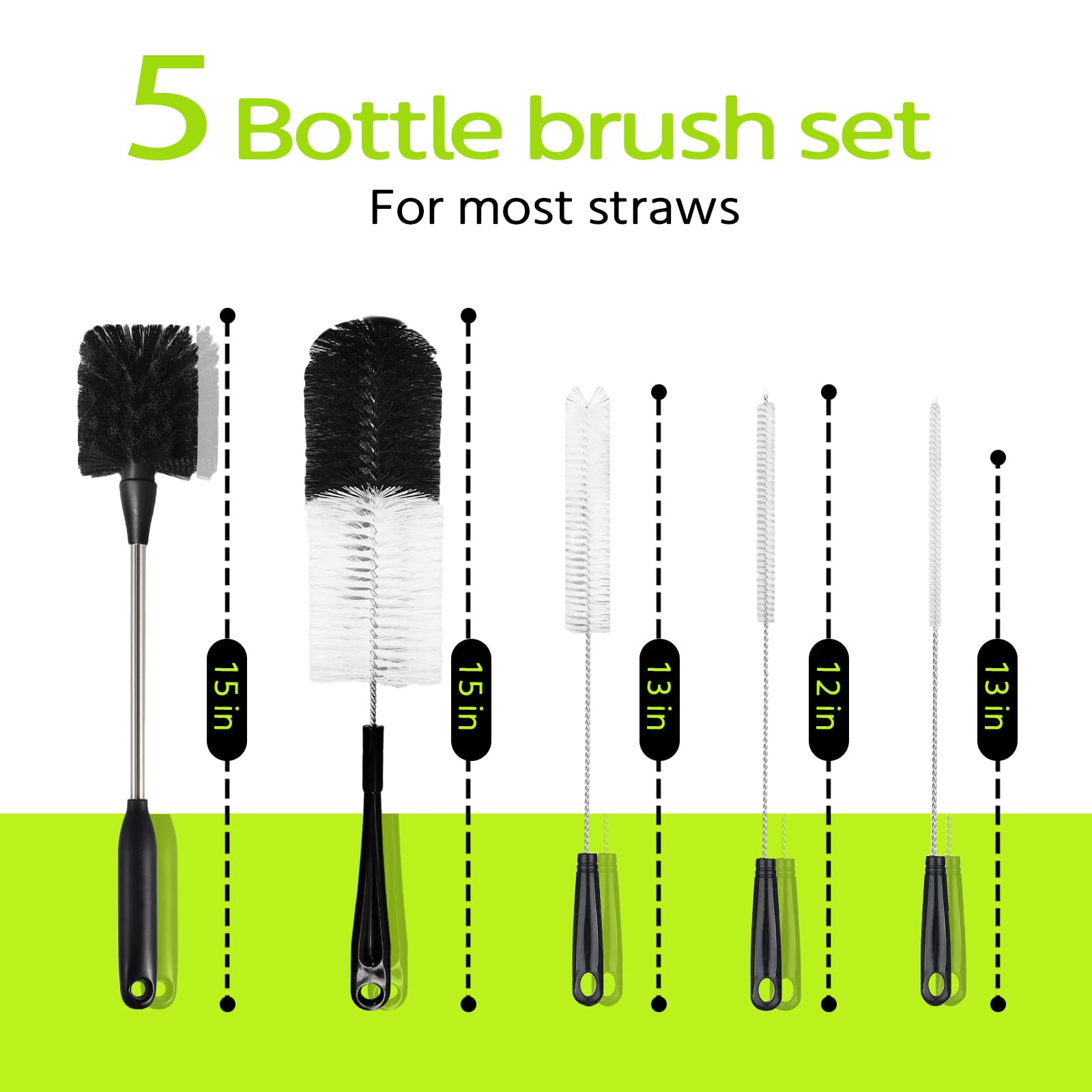 PZLife bottle brush with hanging hole dries quickly and stores neatly.