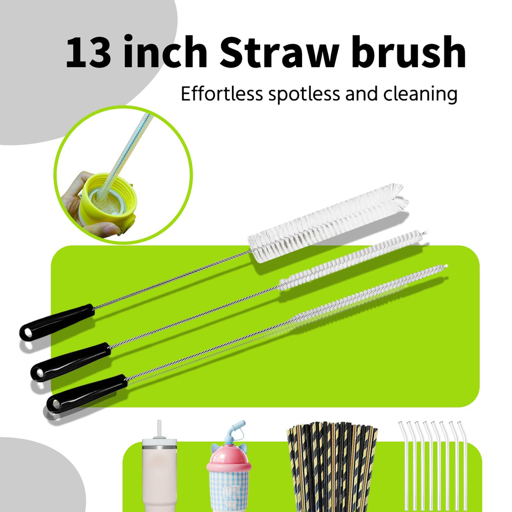 PZLife straw brushes 3-pack keeps metal, plastic, and reusable straws hygienic.